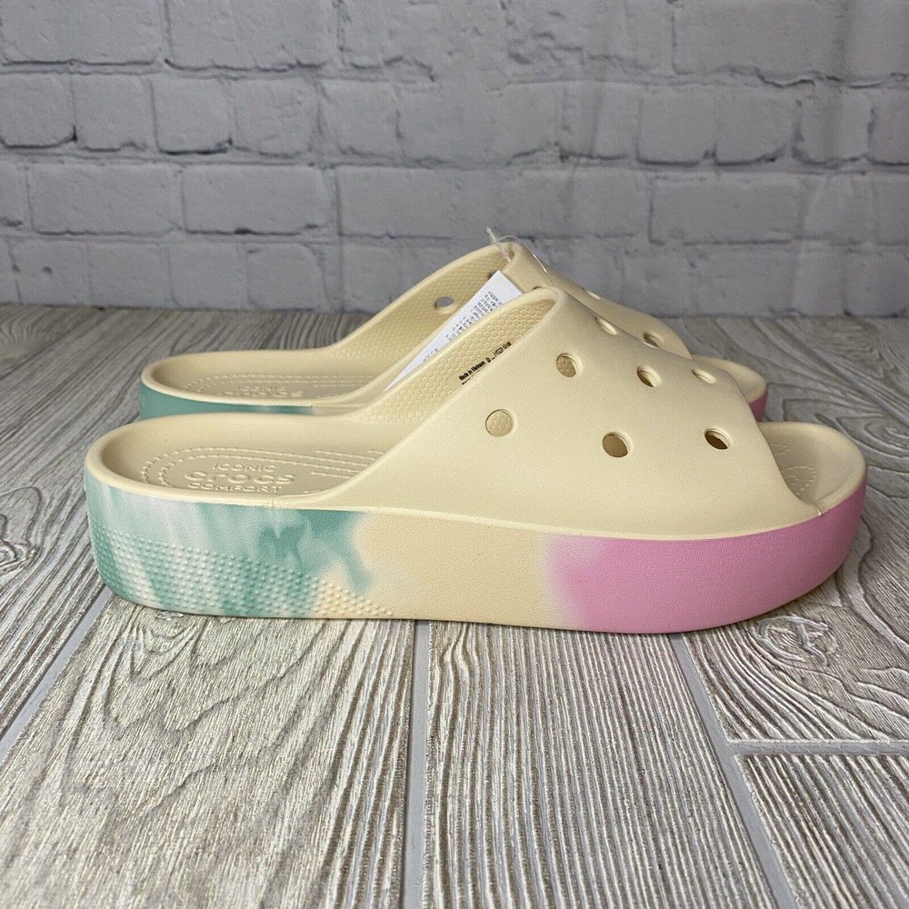 Crocs Platform Slides Sandals Women’s 8 Vanilla Pastels
